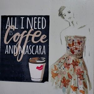 COFFEE & TEA Tiles, Wood, 5x5, Great Gifts for your Coffee bar.Hand-painted.Bl